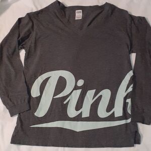 Victoria's Secret Pink Long Sleeve‎ Logo T-Shirt M
